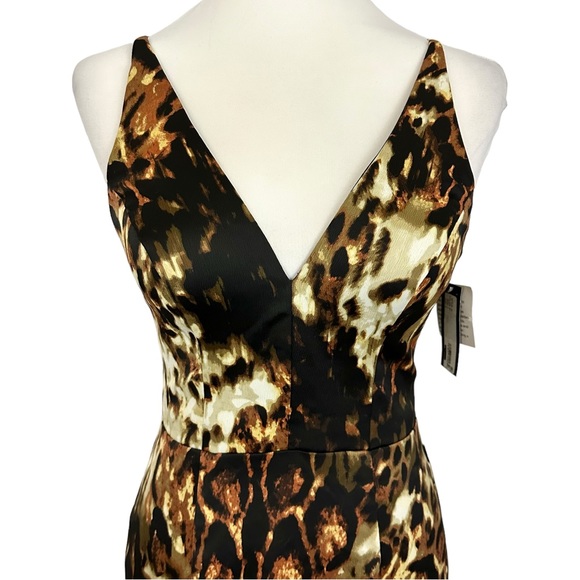 XSCAPE | Animal Print Sleeveless High Low Ruffle Midi Cocktail Dress NWT Sz 4 - Picture 5 of 16